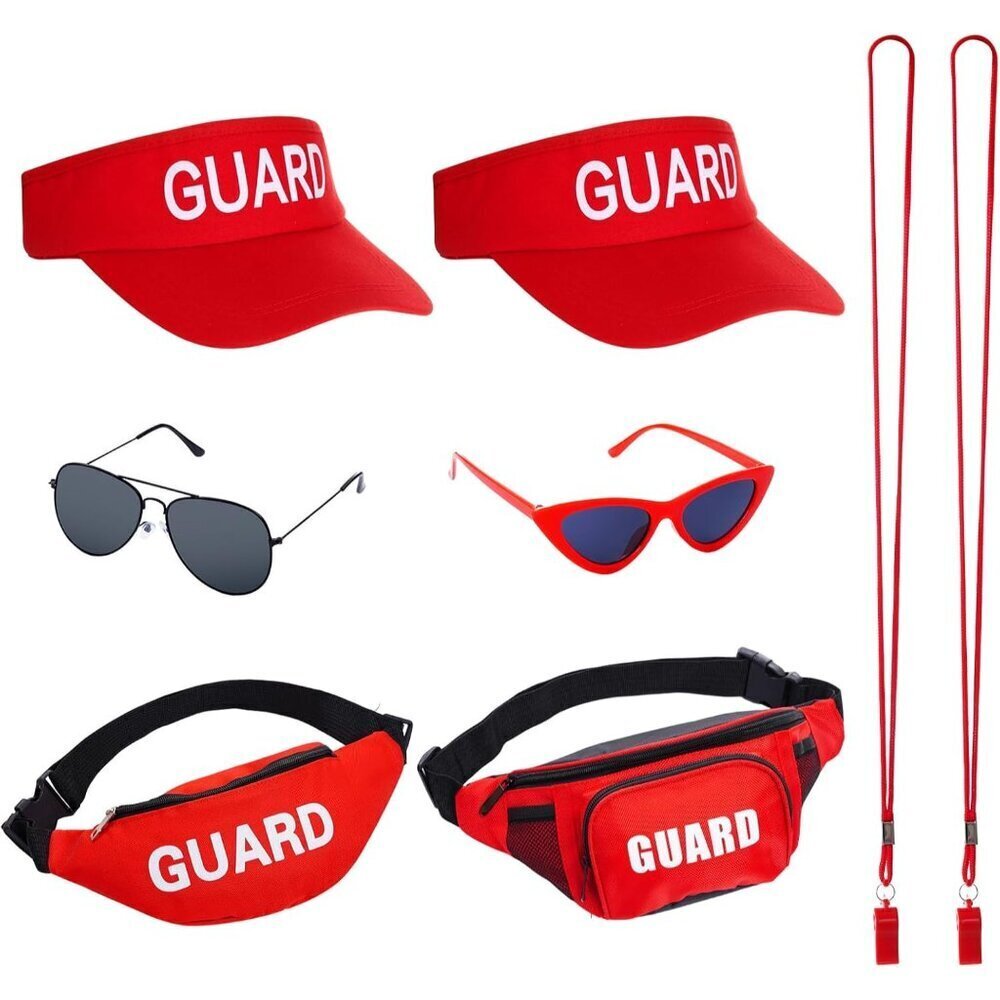 Guard Costume Set Lifeguard Accessories Hat Sunglasses Whistle Fanny Pack